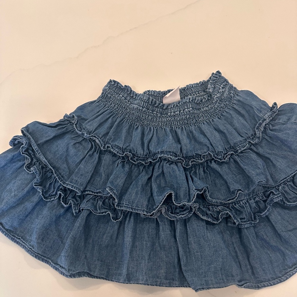 LoveShackFancy Blue Ruffled Skirt